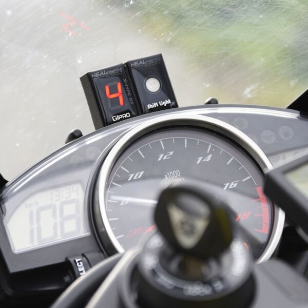 Ganganzeige Motorrad,IDEA Wasserdicht 6 Speed LED Digital Anzeige LED  Display Schalthebel Sensor Plug & play für Honda (Rot)